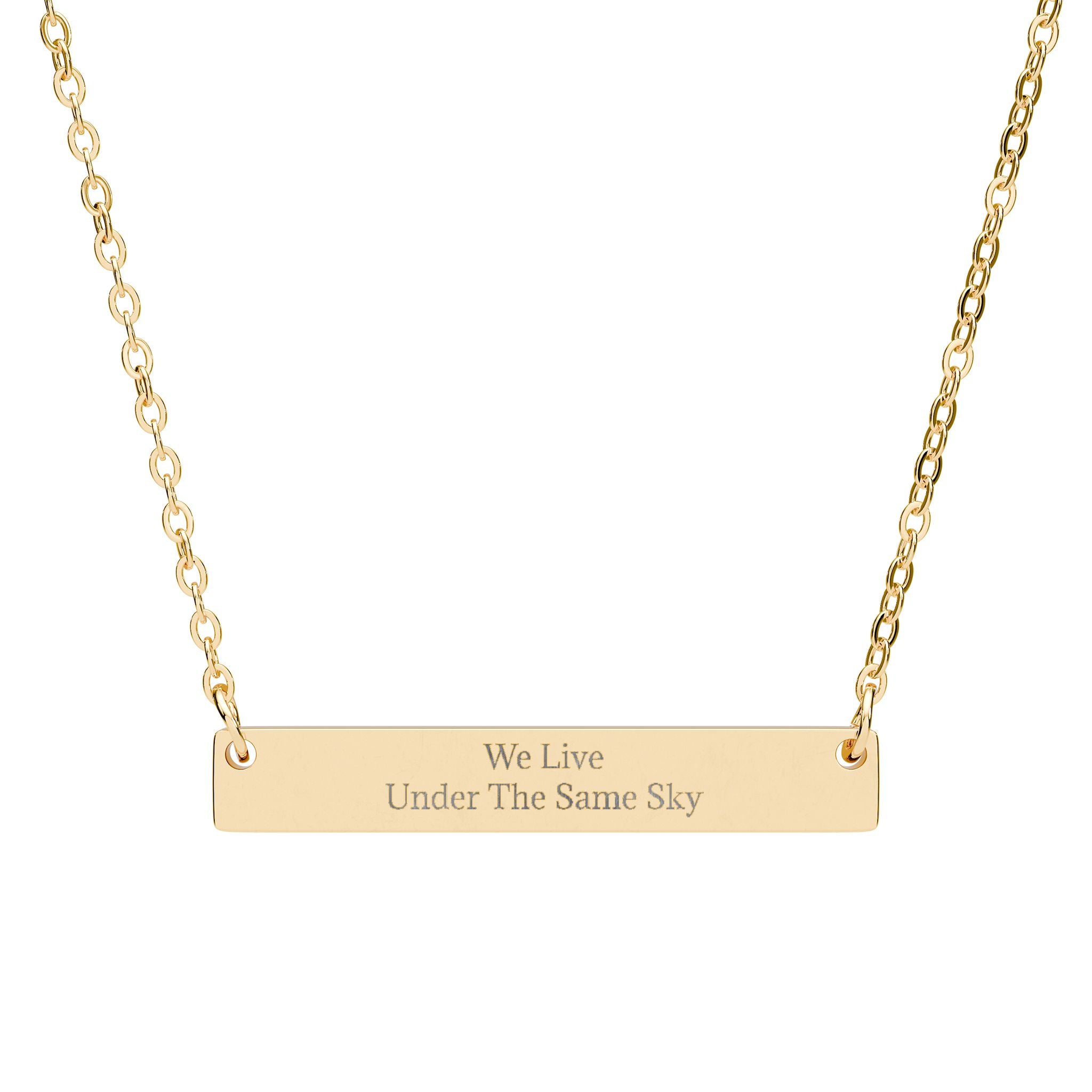 We Live Under the Same Sky – Engraved Horizontal Bar Necklace (Sterling Silver)