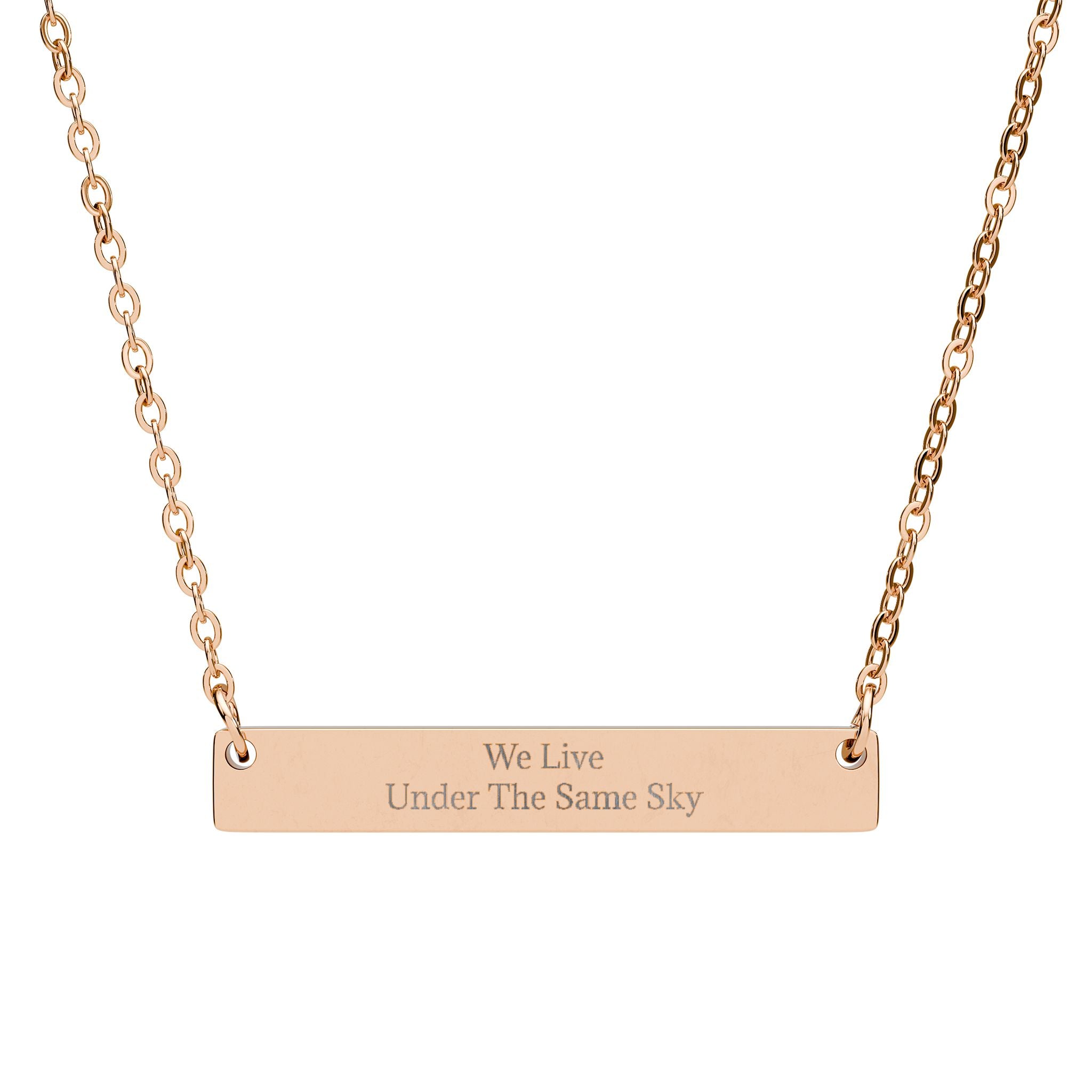 We Live Under the Same Sky – Engraved Horizontal Bar Necklace (Sterling Silver)