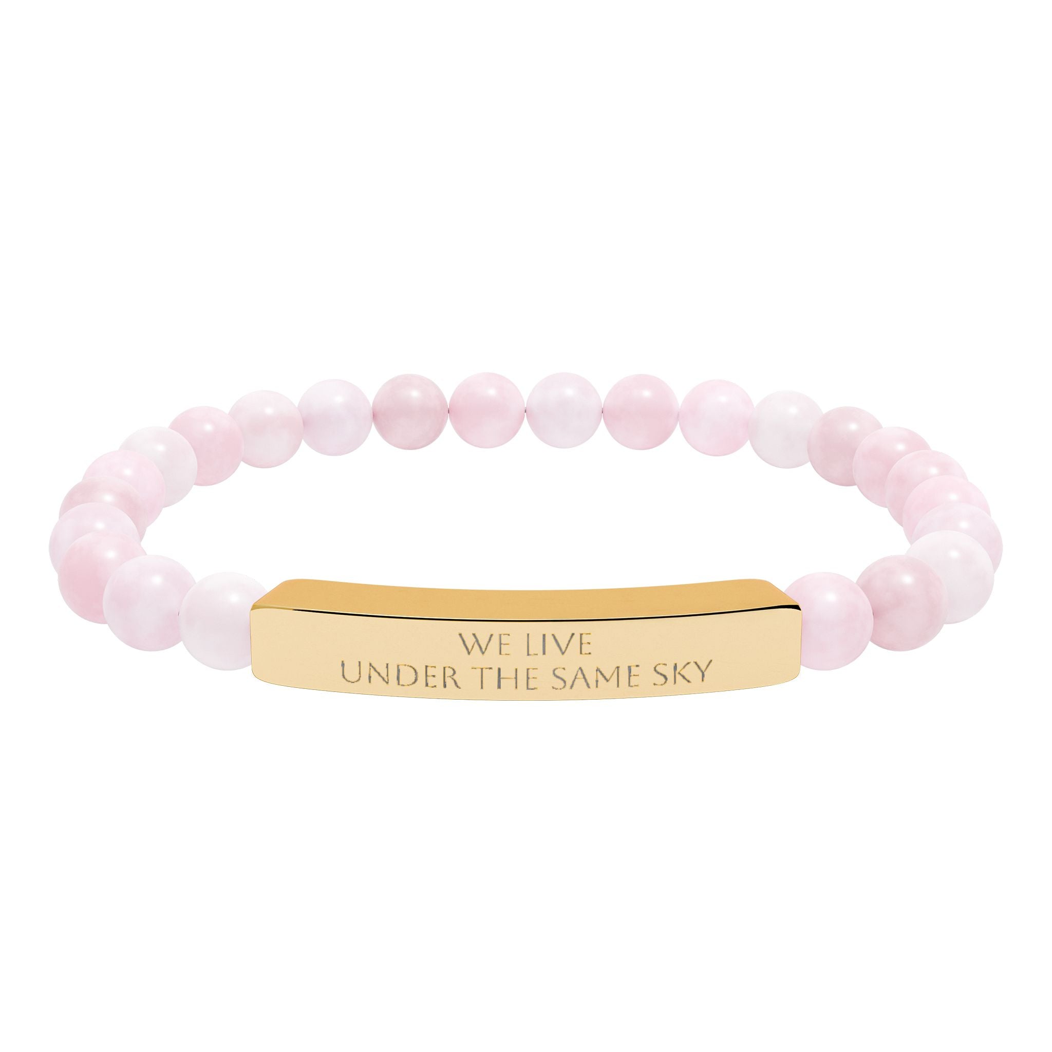 We Live Under the Same Sky – Engraved Bar Natural Stone Bracelet