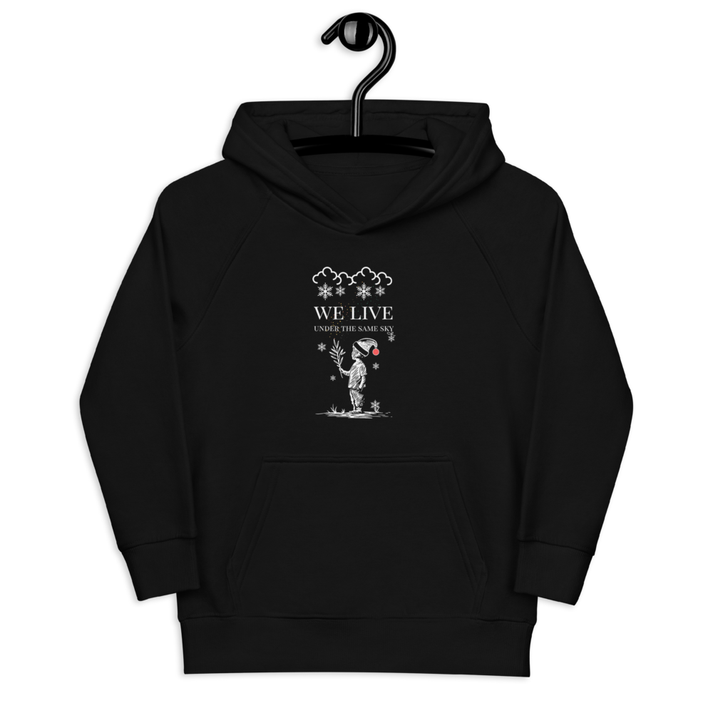 Kids eco Christmas hoodie: We Live Under The Same Sky