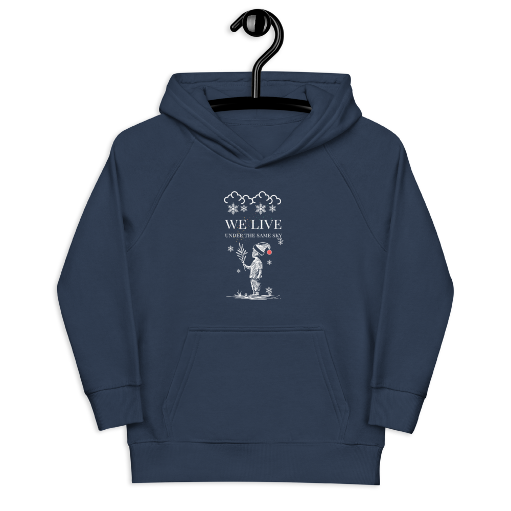 Kids eco Christmas hoodie: We Live Under The Same Sky